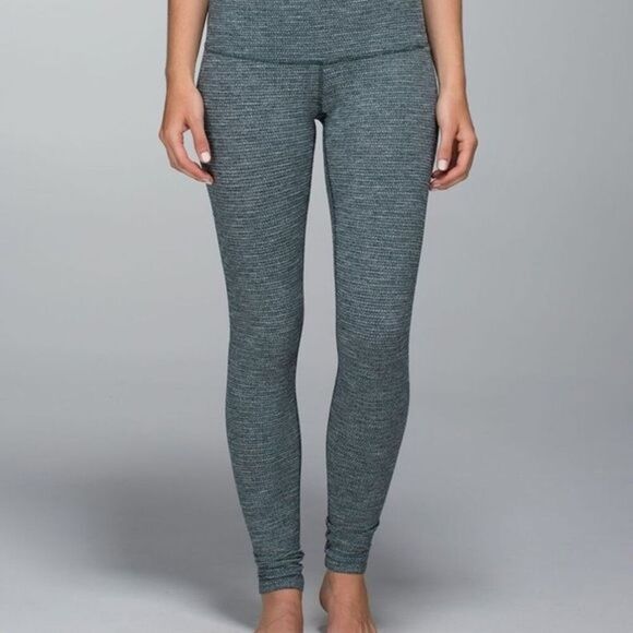 Lululemon Wunder Under Leggings Women's 2 Green Yoga Pants Coco Pique Fuel Gym - Picture 2 of 9